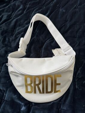 BRIDE White and Gold Fanny Pack Belt Bag